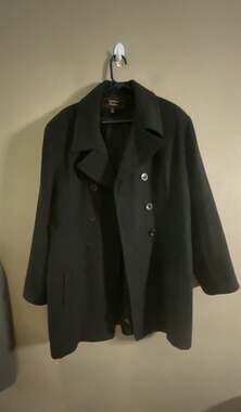 Stephanie Mathews Women's Double Breasted 100% wool shell Peacoat Black Size XL